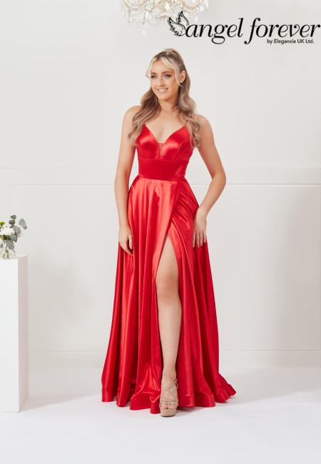 Angel Forever Red Satin A-Line Prom / Evening Dress